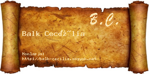 Balk Cecília névjegykártya